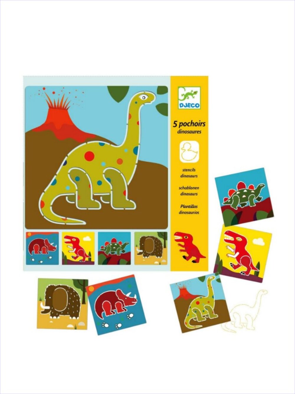 Djeco Dinosaurs Stencils  (MULTILINGUAL)  for Age 4+ New Sealed Add-on Item